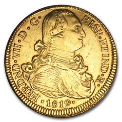 1808-1820 Colombia Gold 8 Escudos of Ferdinand VII XF Details