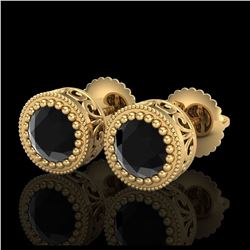 0.83 ctw Fancy Black Diamond Art Deco Ring 18K Yellow Gold