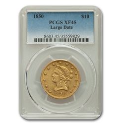 1850 $10 Liberty Gold Eagle Large Date XF-45 PCGS