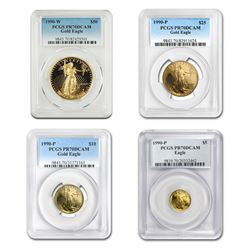 1990 4-Coin Proof Gold American Eagle Set PR-70 PCGS