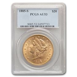 1885-S $20 Liberty Gold Double Eagle AU-53 PCGS
