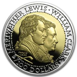 2005 Gold & Silver Bimetal Round - Shawnee Tribe: Lewis and Clark