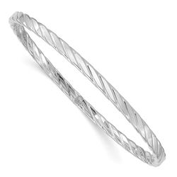 14K White Gold 4 mm Textured Bangle - 8.5 in.