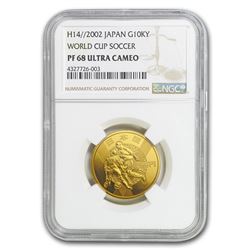 2002/H14 Japan Gold 10\,000 Yen World Cup Soccer PF-68 NGC