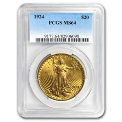 1924 $20 Saint-Gaudens Gold Double Eagle MS-64 PCGS