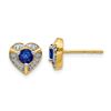 14k Yellow Gold .104ct Diamond & Sapphire Heart Earrings - 8 mm