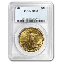 1910 $20 Saint-Gaudens Gold Double Eagle MS-63 PCGS