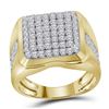 14kt Yellow Gold Princess Diamond Cluster Bridal Wedding Engagement Ring Band Set 1.00 Cttw