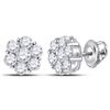 Image 1 : 14kt Yellow Gold Round Diamond Flower Cluster Screwback Earrings 2.00 Cttw