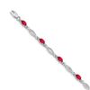 Image 1 : 14k White Gold Diamond and Ruby Fancy Link Bracelet - 7 in.
