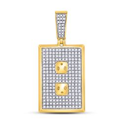 10kt Yellow Gold Round Diamond Square Cluster Earrings 1/4 Cttw