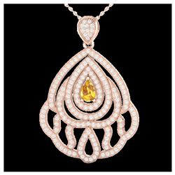 175 ctw Citrine & VS/SI Diamond Halo Necklace 14K Rose Gold