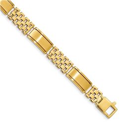Men's 14k Yellow Gold Polished & Brushed Link Bracelet - 8.5 in.