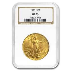 1926 $20 Saint-Gaudens Gold Double Eagle MS-63 NGC