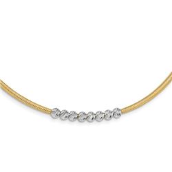 14K Two-tone D/C Beads Stretch Mesh Necklace - 17.25 in.