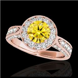 2.25 ctw SI/I Fancy Intense Yellow Diamond Ring 10K Rose Gold