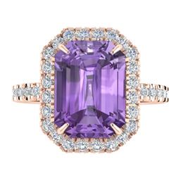 0.80 ctw VS/SI Diamond Solitaire Halo Ring 14K White & Rose Gold