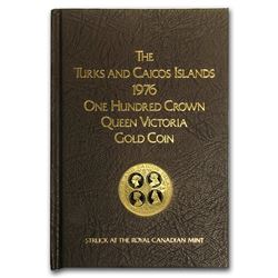 1976 Turks & Caicos Gold 100 Crowns Victoria Proof