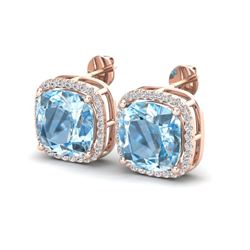 1.16 ctw Sky Blue Topaz & VS/SI Diamond Ring Halo 14K Rose Gold