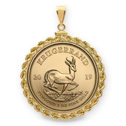 2019 1 oz Gold Krugerrand Pendant (Rope-ScrewTop Bezel)
