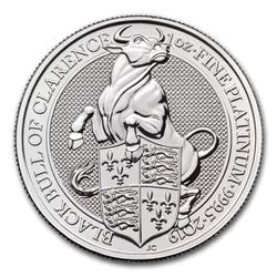 2019 Great Britain 1 oz Platinum Queen's Beasts The Bull
