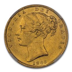 1866 Great Britain Gold Sovereign Victoria Shield MS-63 NGC