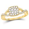 Image 1 : 10kt Yellow Gold Round Diamond Rectangle Cluster Bridal Wedding Engagement Ring 7/8 Cttw