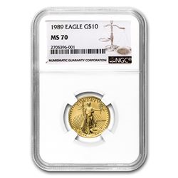 1989 1/4 oz Gold American Eagle MS-70 NGC