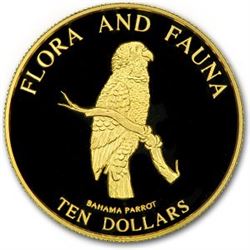 1995 Bahamas Proof Gold 1/2 oz 10 Dollars Bahama Parrot