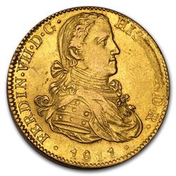 1811 Mo JJ Mexico Gold 8 Escudos Ferdinand VII XF Details