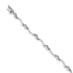 14k White Gold Diamond Link Bracelet - 7.25 in.