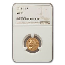 1914 $2.50 Indian Gold Quarter Eagle MS-61 NGC