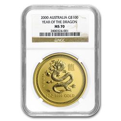 2000 1 oz Gold Lunar Year of the Dragon MS-70 NGC (Series I)