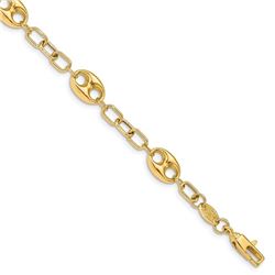 14k Yellow Gold Polished Fancy Disc Link Bracelet - 7.5 in.