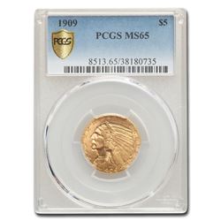 1909 $5 Indian Gold Half Eagle MS-65 PCGS