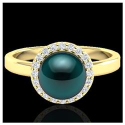 1 ctw SI Fancy Blue Diamond Solitaire Ring 10K Rose Gold