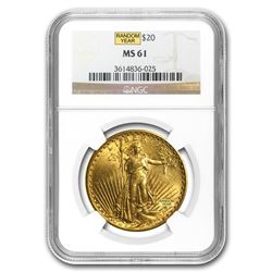 $20 Saint-Gaudens Gold Double Eagle MS-61 NGC (Random)
