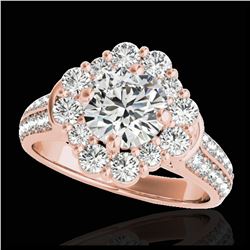 2.5 ctw SI Fancy Blue Diamond Solitaire Halo Ring 10K White Gold