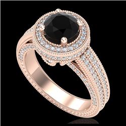 2.56 ctw Intense Blue Diamond Stud Earrings 10K Rose Gold