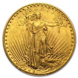 1908 $20 Saint-Gaudens Gold Double Eagle w/Motto AU