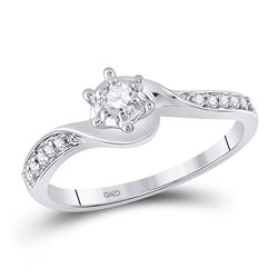 10kt White Gold Round Diamond Simple Heart Outline Ring 1/5 Cttw
