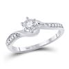 Image 1 : 10kt White Gold Round Diamond Simple Heart Outline Ring 1/5 Cttw