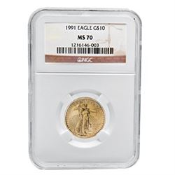 1991 1/4 oz Gold American Eagle MS-70 NGC