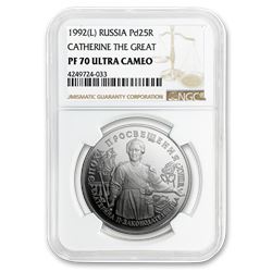 1992 Russia 1 oz Palladium Catherine The Great PF-70 NGC