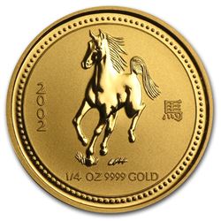 2002 Australia 1/4 oz Gold Lunar Horse BU (Series I)