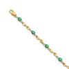 Image 1 : 14k Yellow Gold Diamond and Emerald Oval Linked Bracelet - 7 in.