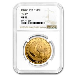 1983 China 1 oz Gold Panda MS-69 NGC