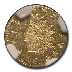 1880 8/7 Indian Round 50 Cent Gold MS-62 NGC (PL\, BG-1067)
