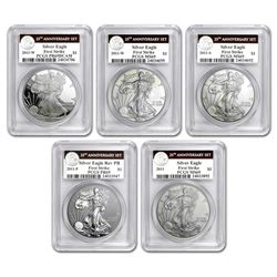 2011 5-Coin Silver Eagle Set MS/PR-69 PCGS (FS\, 25th Ann. Label)