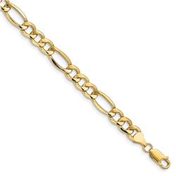 14k Yellow Gold 8.5 mm Semi-Solid Figaro Chain - 8 in.